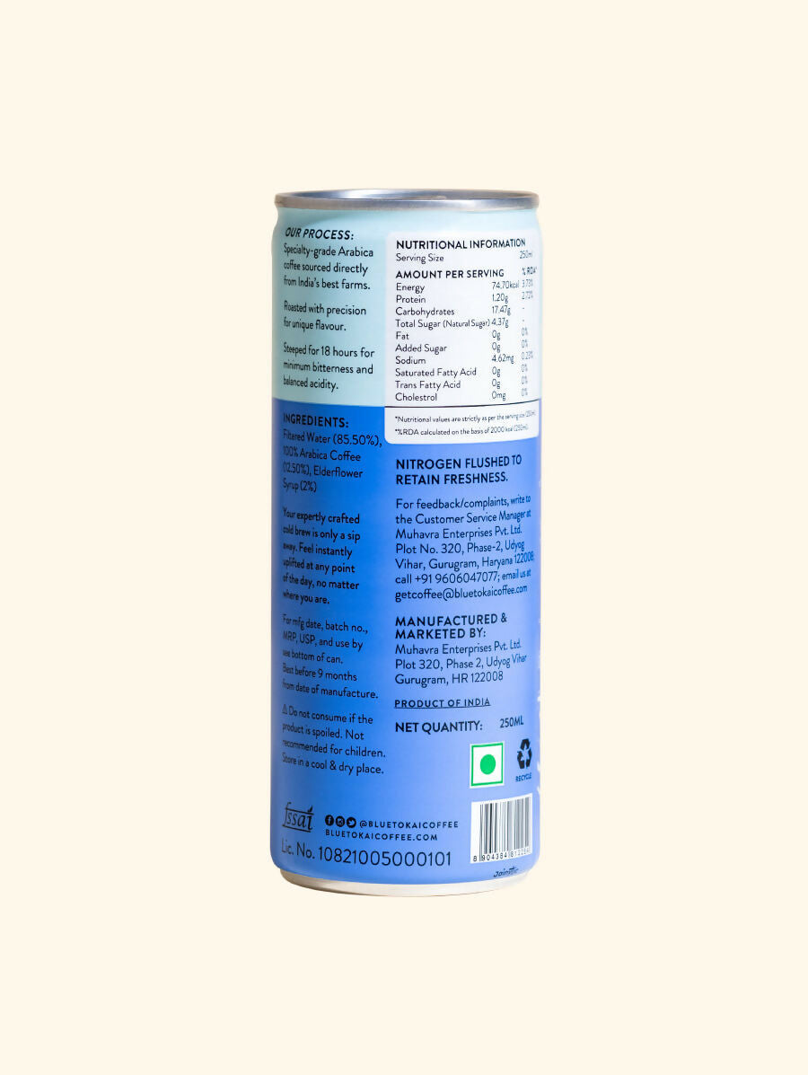 Blue Tokai Cold Brew Coffee Elderflower Can - Distacart