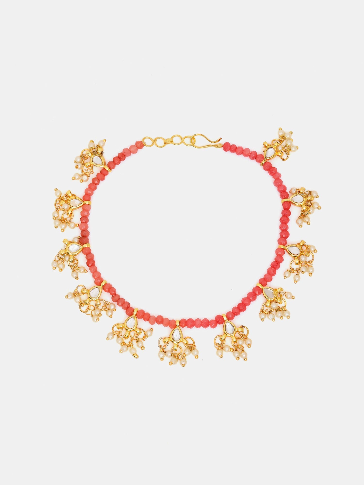 Ruby Raang 22k Gold Polished Stone Anklets - Distacart
