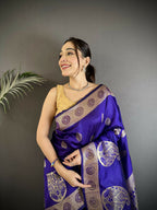 Joban Fashion Purple Paisley Soft Silk Banarasi Saree - Distacart