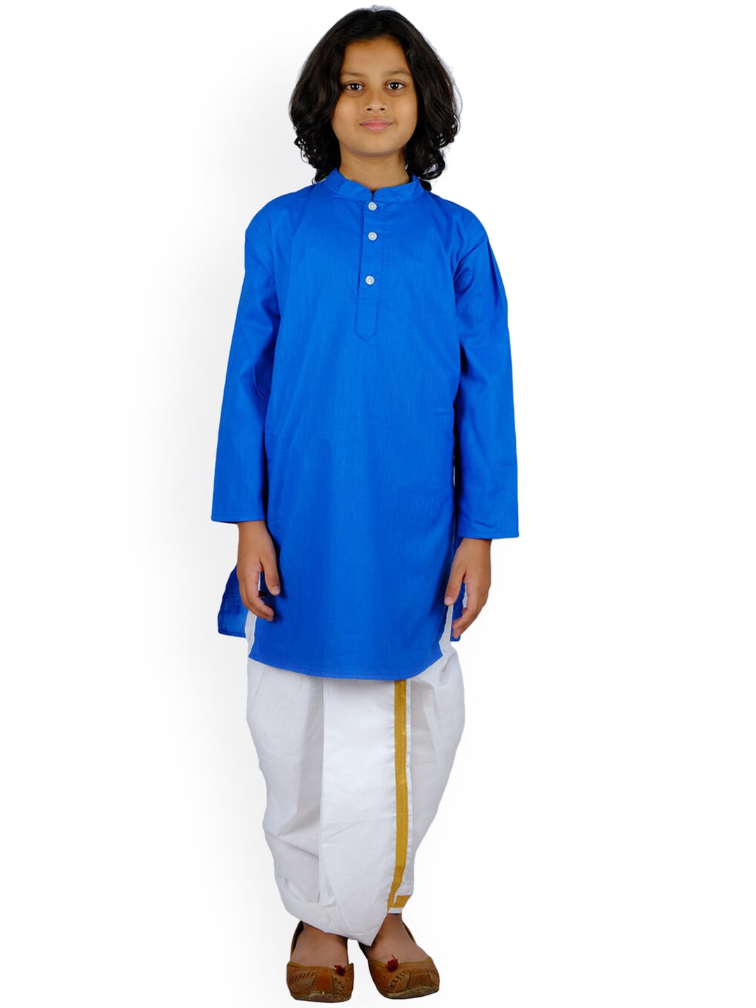 Sethukrishna Boys Blue Pure Cotton Kurta with Dhoti Pants