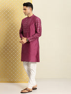 House of Pataudi Jashn Ethnic Motifs Yoke Design Sequinned Kurta
