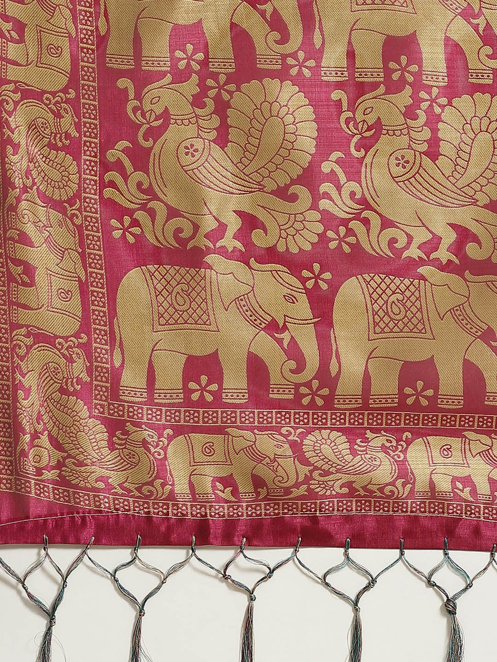 Saree Mall Teal Green & Beige Printed Bhagalpuri Saree - Distacart