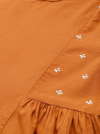 Sangria Women Rust Orange Solid Pure Cotton Kurta with Palazzos