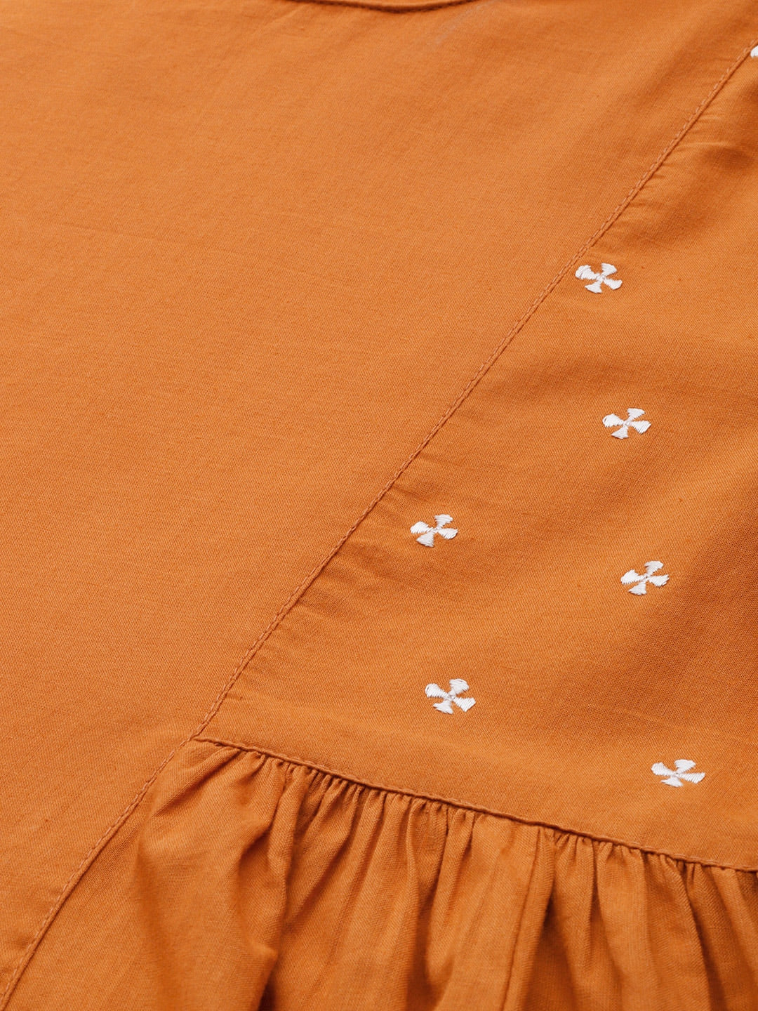 Sangria Women Rust Orange Solid Pure Cotton Kurta with Palazzos