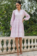 Juniper Women's Lavender Rayon Floral Printed Short Tiered Dress - Distacart