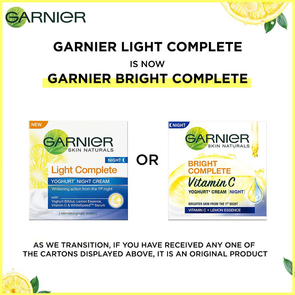 Garnier Bright Complete Vitamin C Yoghurt Night Cream - Distacart