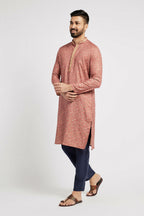 Ethnic India Pink Men's Kurta Floral Polyester
