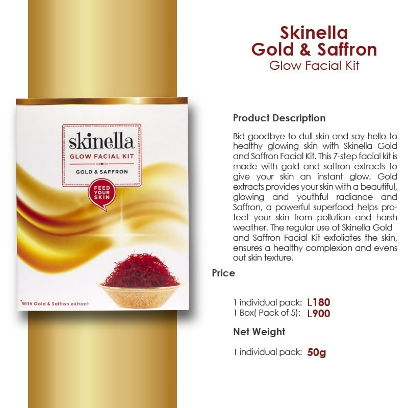Skinella Gold and Saffron Glow Facial Kit 7 steps
