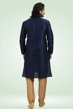 Raivat Ethnic Jacquard Banarasi Silk Pintux Work Kurta Pajama In Blue Colour