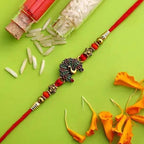 Beautiful Peacock Ethnic Rakhi & Cashew Jar - Distacart