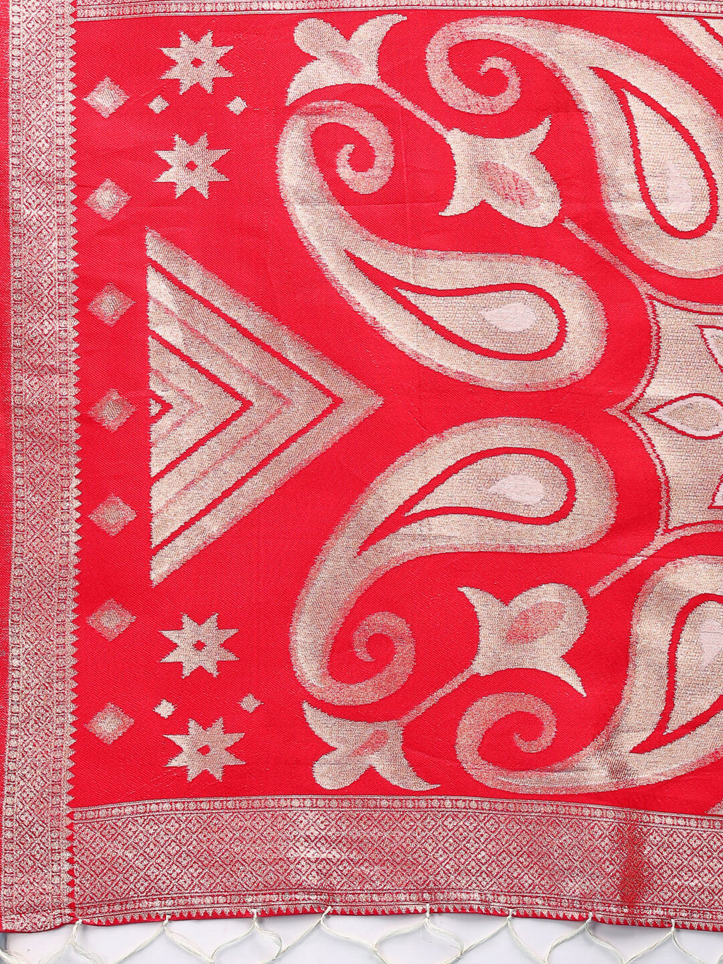 Shree Shyam Fashion Devistuti Red White Linen Cotton Saree
