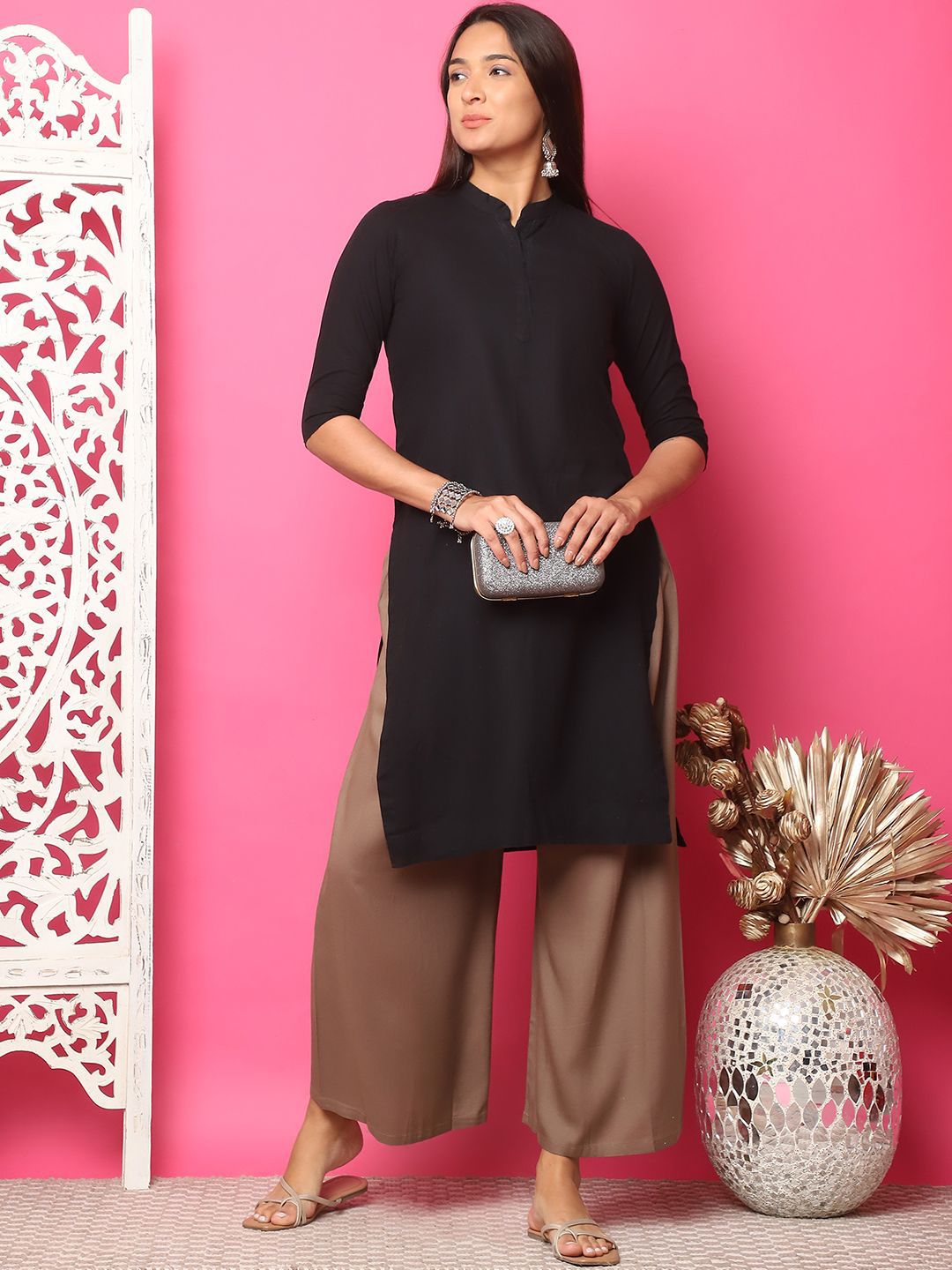 TAG 7 Women Flared Ethnic Palazzos