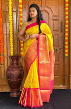 DEIANA'S Beautiful Designer Golden zari Soft Lichi Silk Saree - Yellow