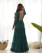 Joban Fashion Bottle Green Kurta Set Chanderi Sequence Embroidery Work - Distacart