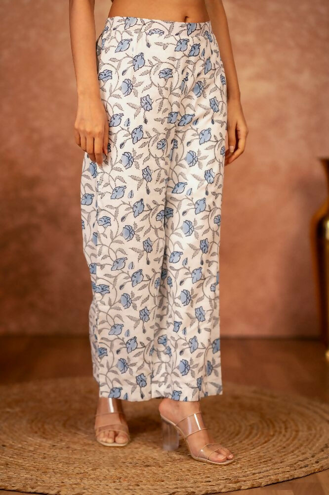 Joban Fashion Blue Hand Block Printed Cotton Suit Set - Distacart