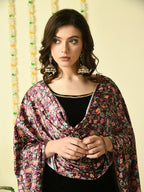 Myshka Women's Black Velvet Kurti & Sharara With Dupatta Party Sets