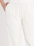 Juniper Women Natural Cotton Flex Striped Slim Fit Pant/Slim Pant - Distacart