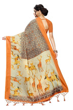 Vamika Multicolor Orange Kalamkari With Jhalar Khadi Silk Saree