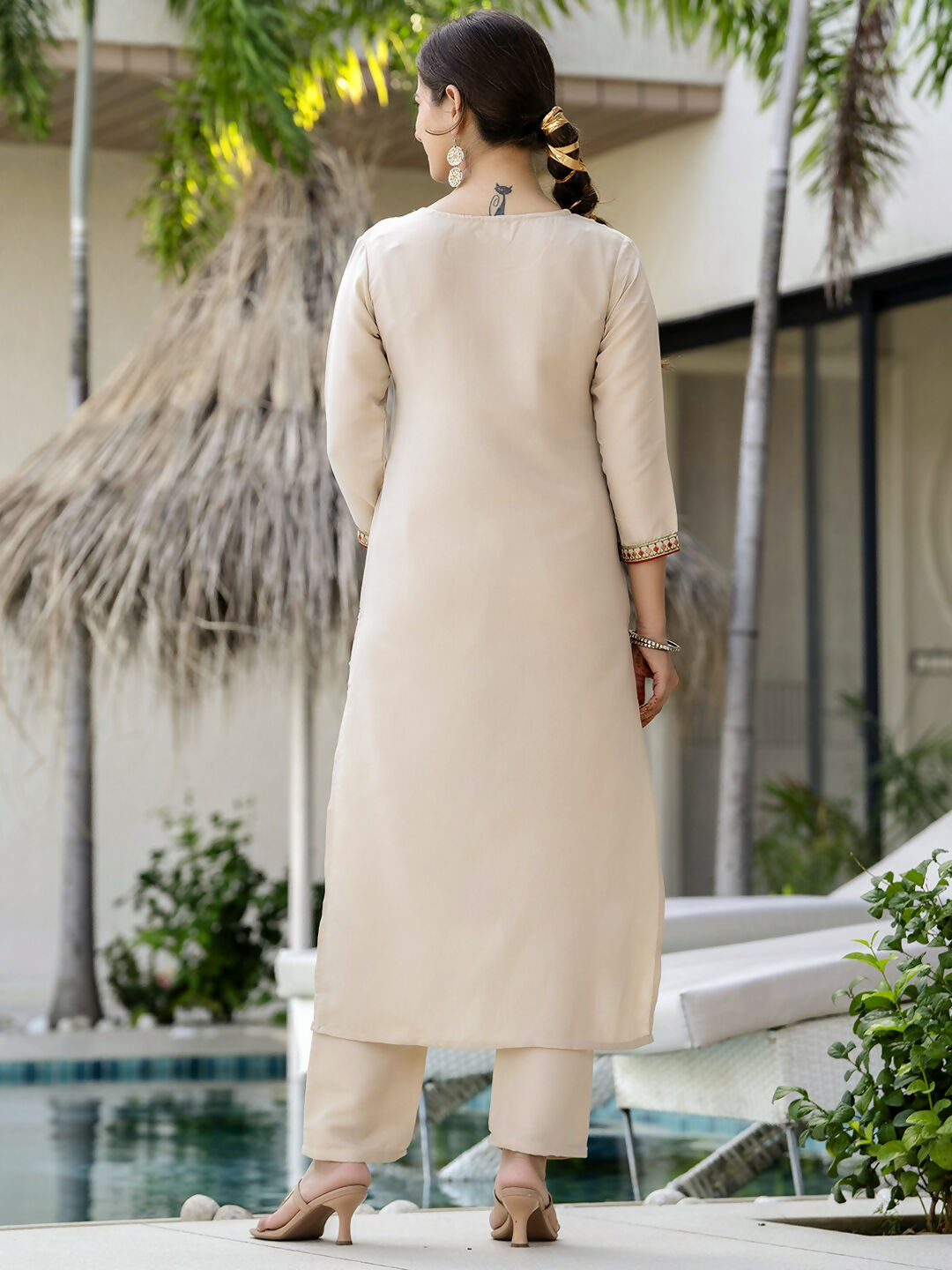 The52 Women's Beautiful Rayon Fabric Embroidery Work Straight Kurta Pant and Dupatta Set - Distacart
