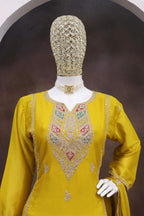 Anaita Yellow Heavy Chinon Readymade Suit with Embroidery & Sequence Work - Distacart