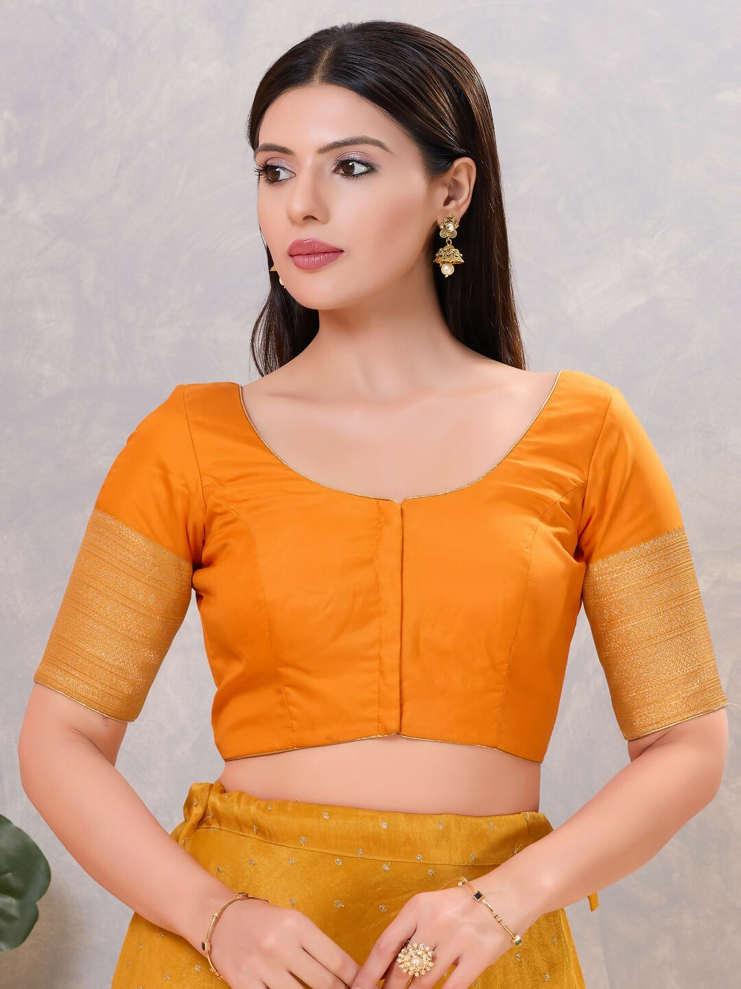 Joban Fashion Women Silk Mustard Stitched Blouse