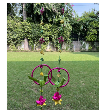 Shuddh Natural Hand Made Palm Leaf Parrot in Ring Hanging
