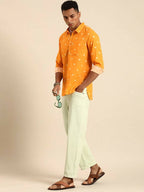 Mustard Men Pure Cotton Relaxed Opaque Printed Casual Shirt - Mahotsav