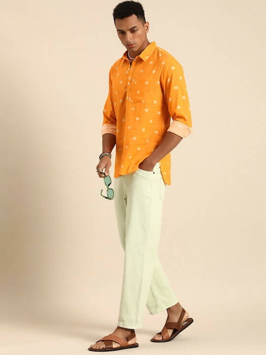 Mustard Men Pure Cotton Relaxed Opaque Printed Casual Shirt - Mahotsav