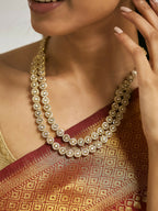 Nuyug 22K Gold-Plated Zircon Studded Enamel Embellished Dual Layered Necklace Set