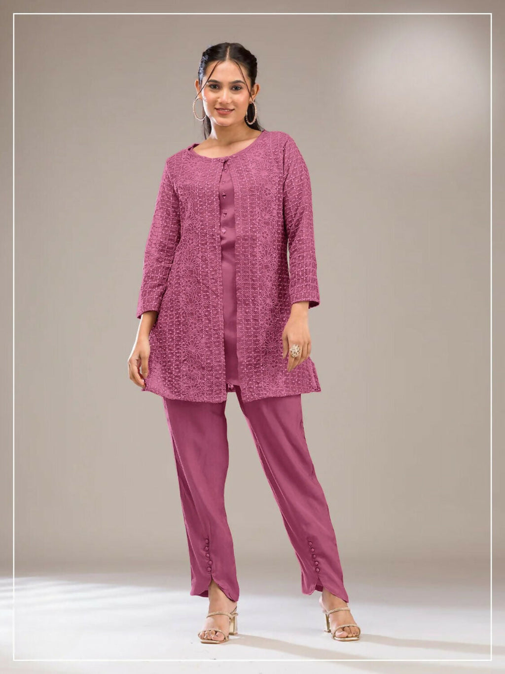Anaita Pink Faux Georgette Readymade 2 Piece Set with Embroidery Work - Distacart