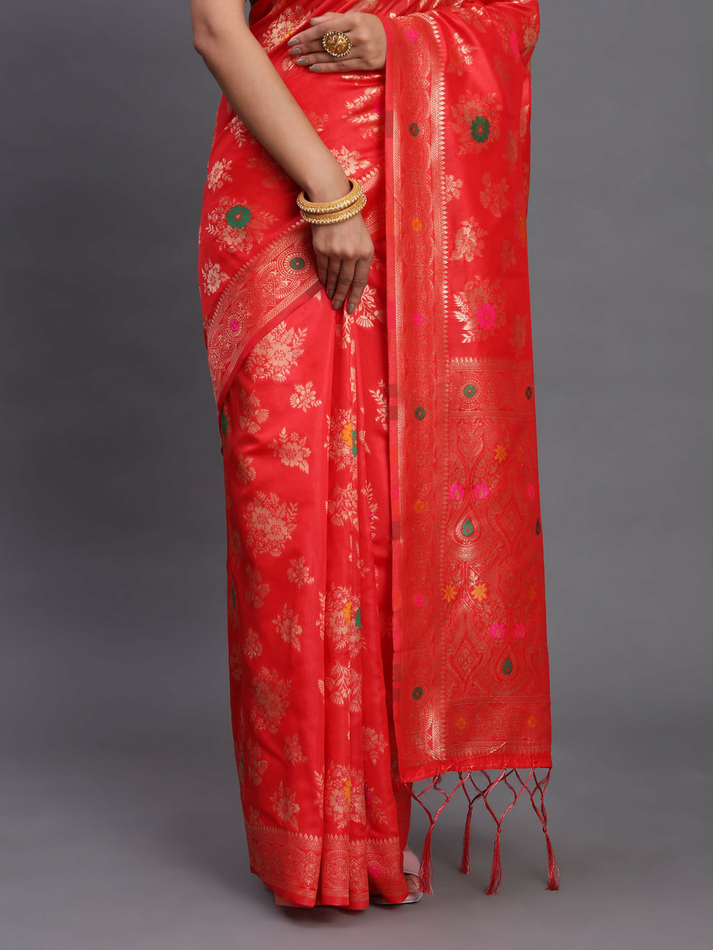 Shree Shyam Fashion Banarasi Silk Red Saree - Distacart
