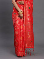 Shree Shyam Fashion Banarasi Silk Red Saree - Distacart