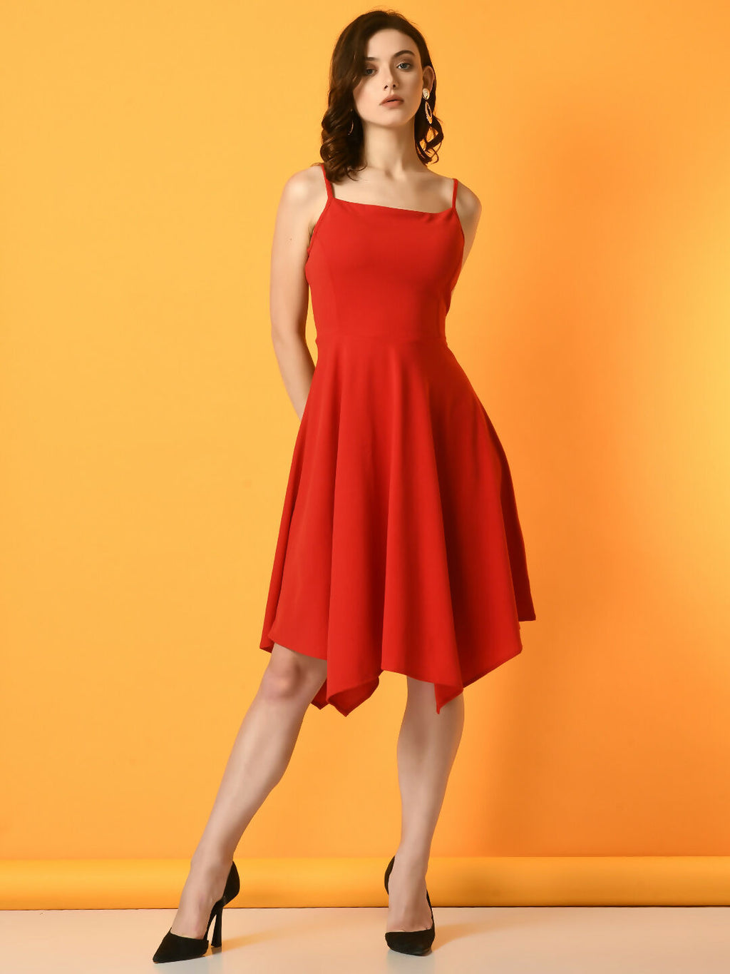 Myshka Women's Red Solid Party Dress - Distacart