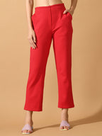 Myshka Women's Pink Straight Fit Party Trouser