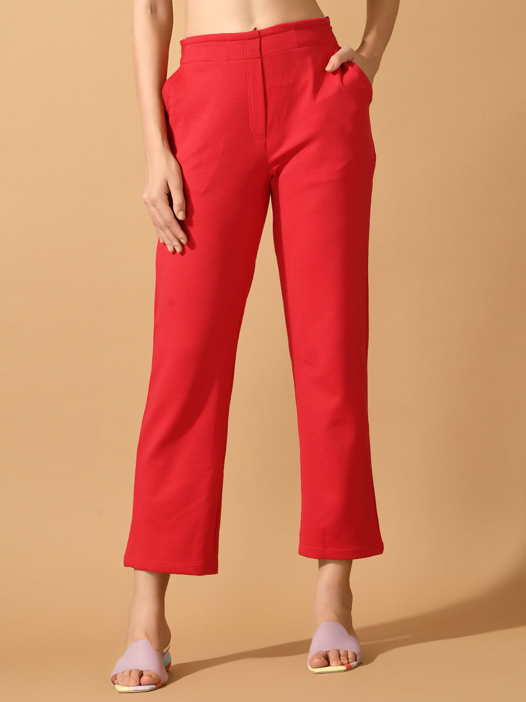 Myshka Women's Pink Straight Fit Party Trouser