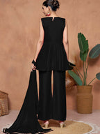 Sangria Embroidered A-line Kurta & Palazzo With Dupatta