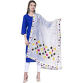 A R SILK White Color Multi rasgulla Silk Dupattas and Chunnis