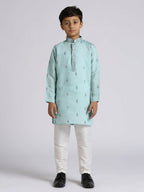 Joban Fashion Kids Island Ethnic Wear with Silk Sequence Embroidery Kurta and Pyjama Set - Teal Blue - Distacart