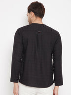 Even Apparels Black Viscose Men's Kurta With Slit Neckline - Distacart