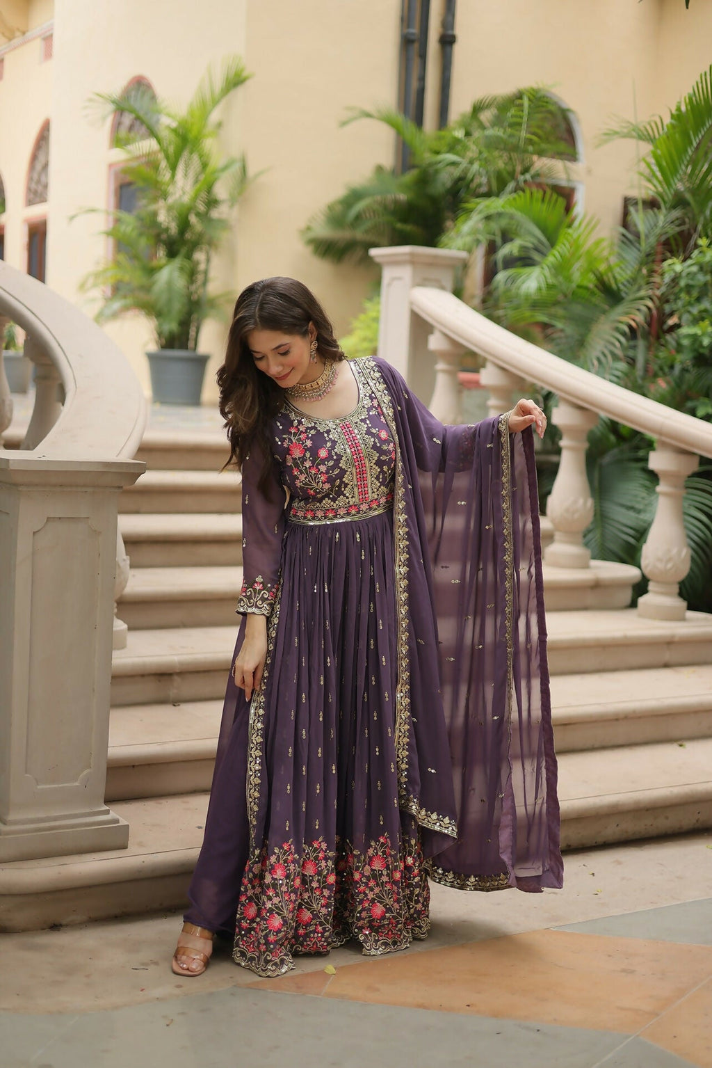 Joban Fashion Onion Georgette Sequence Embroidery Work Kurta Set - Distacart