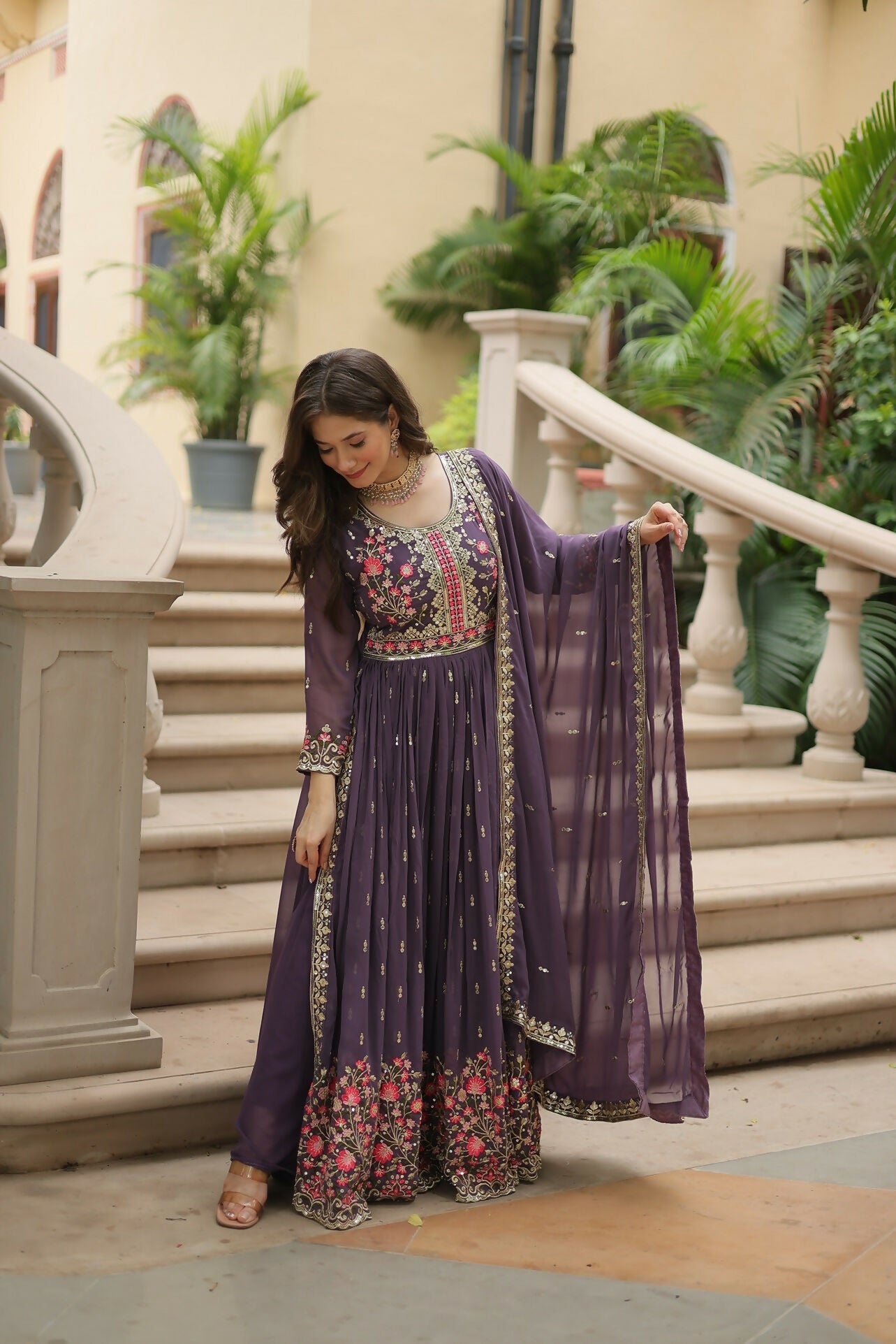 Joban Fashion Onion Georgette Sequence Embroidery Work Kurta Set - Distacart