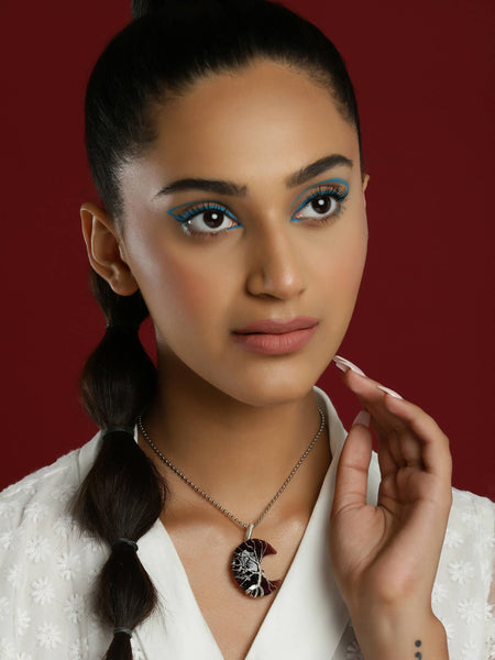 Women's Silver-Toned Purple Silver-Plated Handcrafted Chain - Ruby Raang