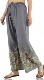 Mominos Fashion Grey Floral Design Palazzo