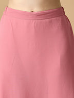 Myshka Women's Pink Georgette Kurta & Skirt With Dupatta Party Sets