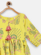 Ahalyaa Mustard Rayon Printed Kids Kurta Palazzo Sets For Kids For Girls