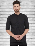 Even Apparels Pure Cotton Black Short Kurta - Black