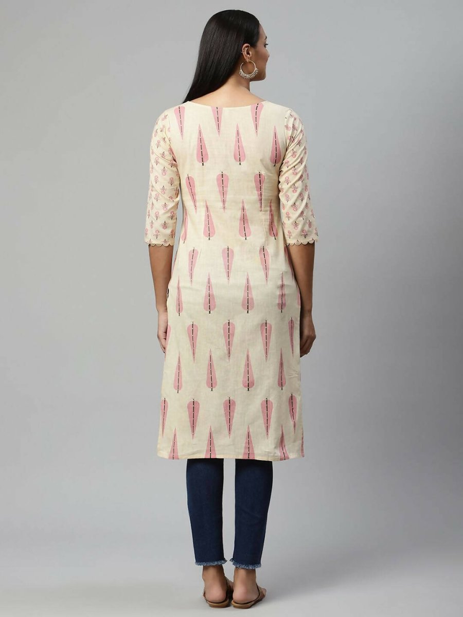 Ahalyaa Womens Chiku Pure Cotton Printed Kurtas - Distacart