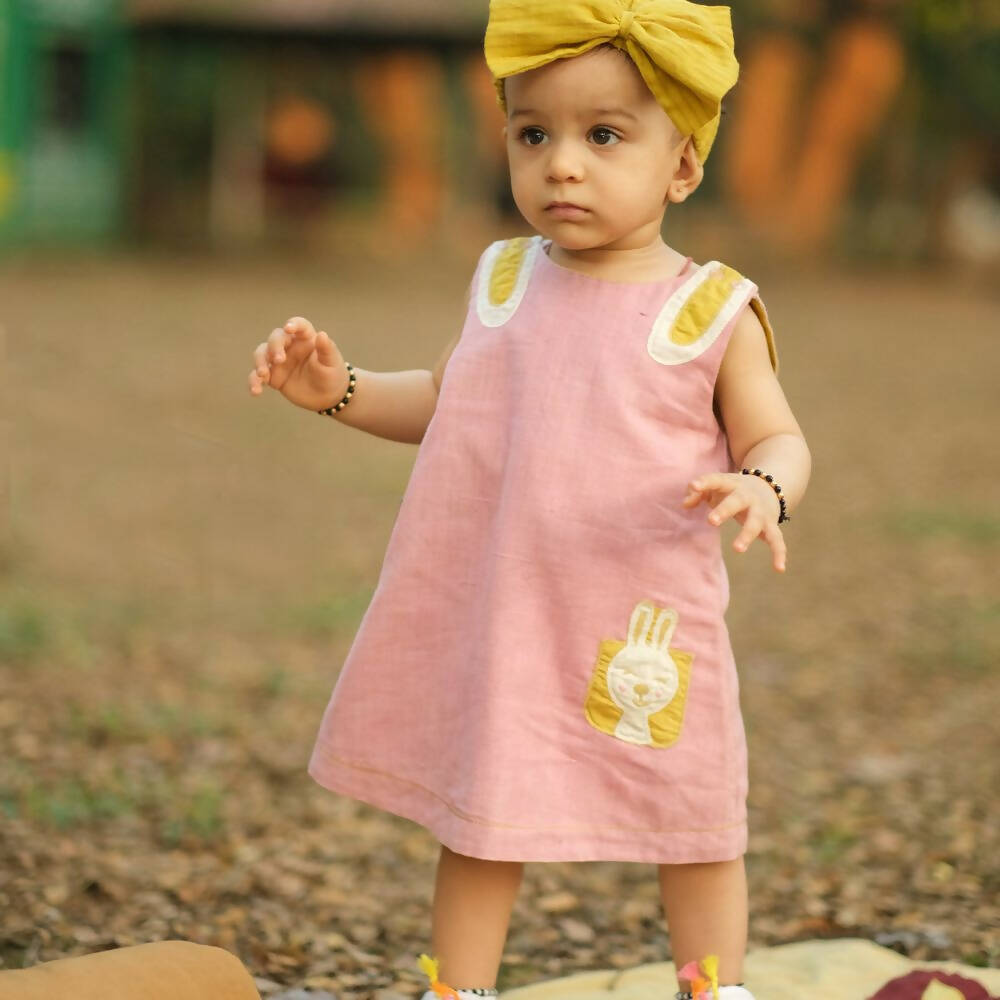 Mhyssa Pink Sleeveless A-line Frock