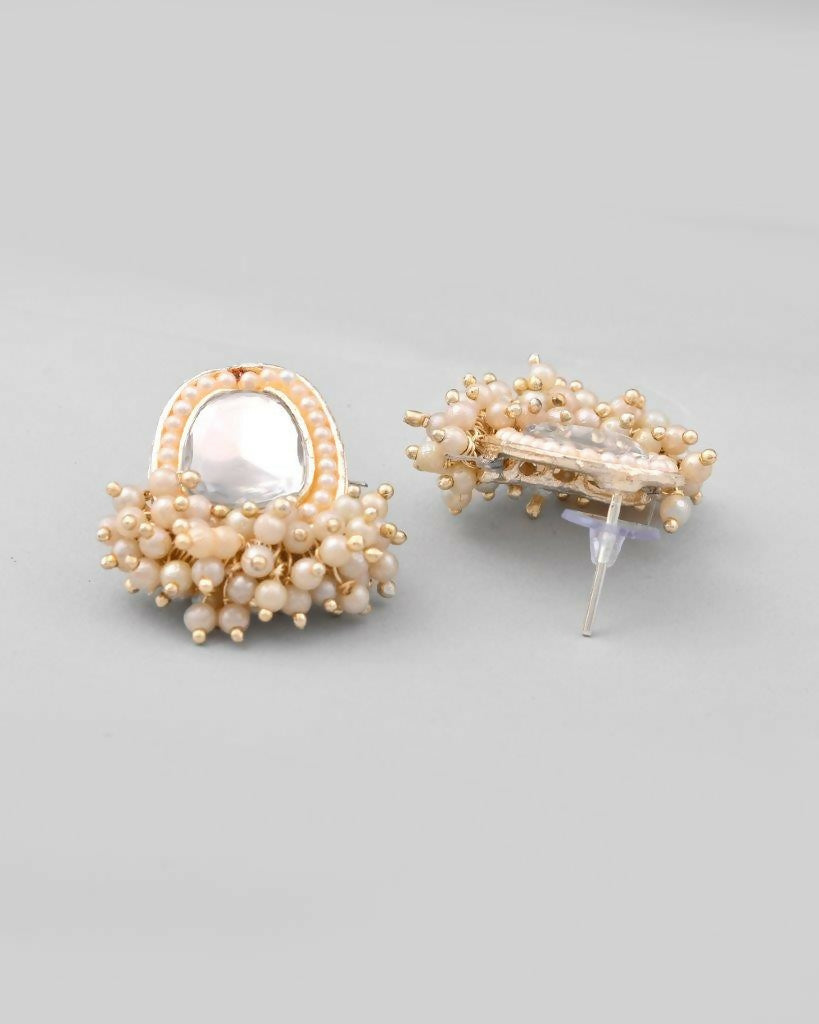 VOJ Gold-Polished Kundan Studded Choker And Earrings Set