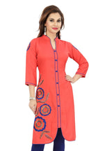 Snehal Creations Teasing Tomato Red Designer Embroidery Tunic